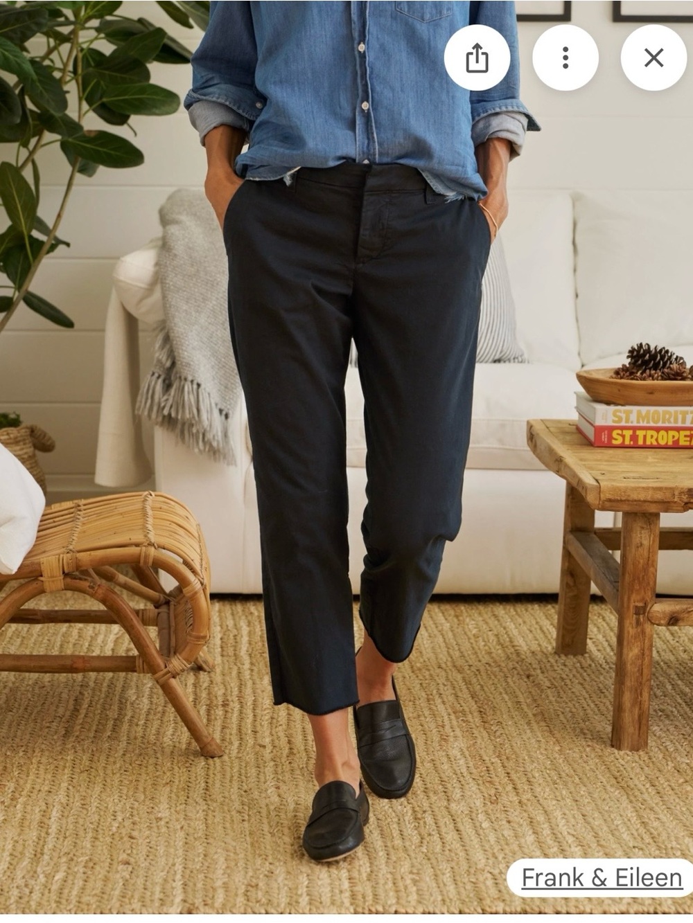 Frank & Eileen Black Wicklow Italian cotton size 4 slim straight